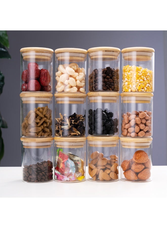 12-Pack Glass Storage Jars (280 ml) with Airtight Wooden Lids – Clear Containers for Grains, Nuts, Spices & Dry Foods - Image 2